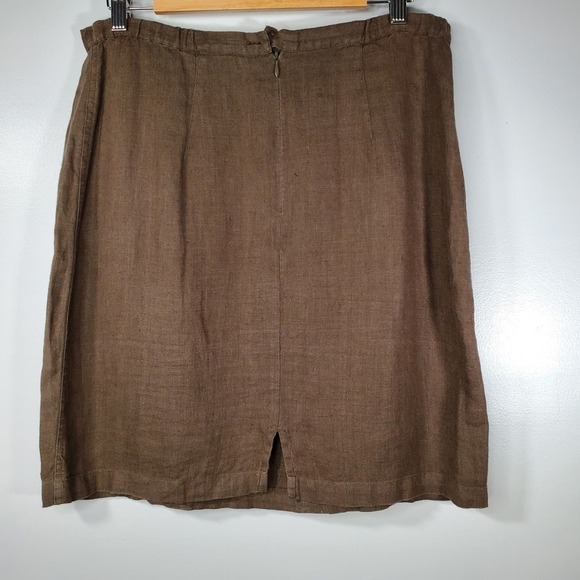 Chico's Knee-Length Linen A-Line Skirt Brown Size 1 / Medium - Picture 5 of 8